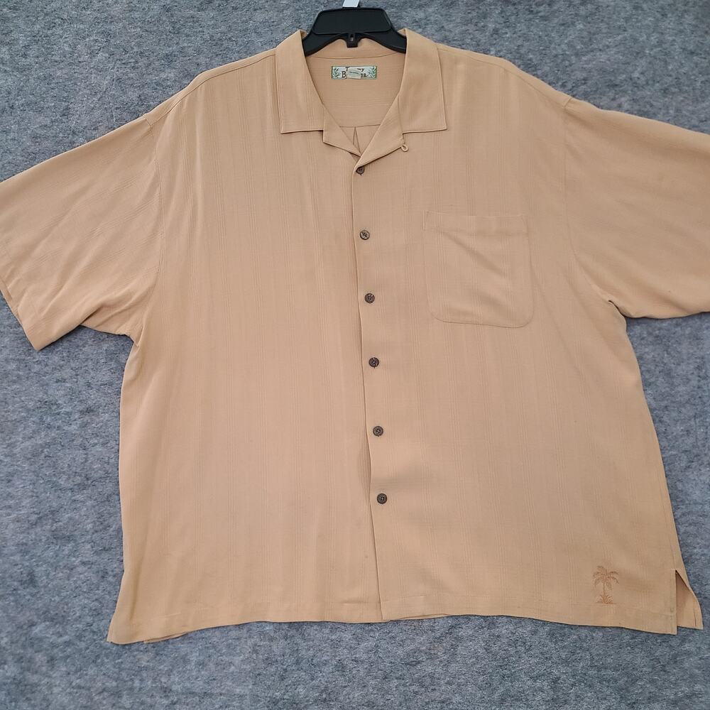 Vintage Tommy Bahama 100% Silk Hawaiian Shirt Mens 2XL Salmon Orange Button Up